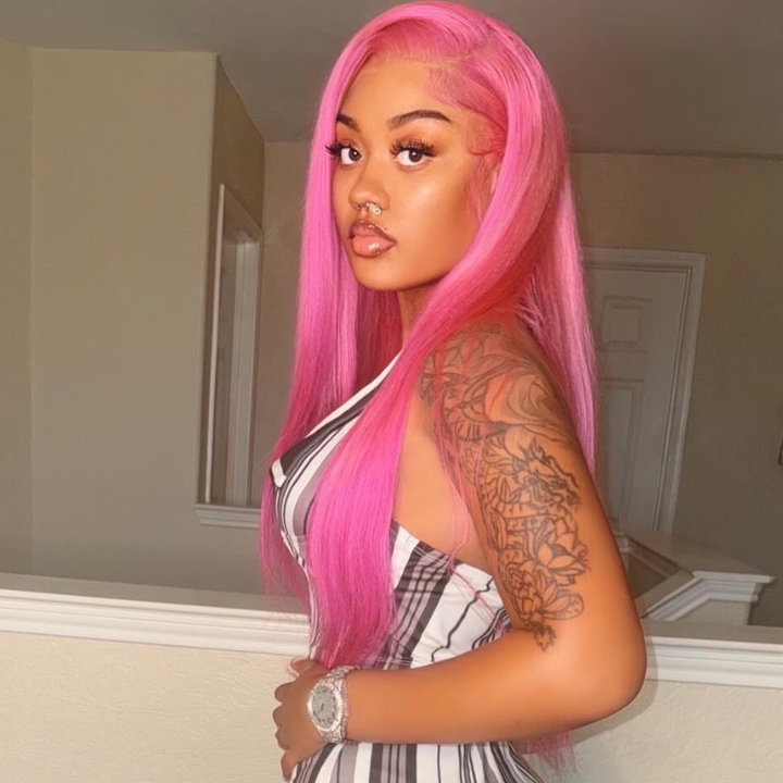 SZC Vibrant Magenta Purple Pink 13x4 Lace Front Human Hair Wigs