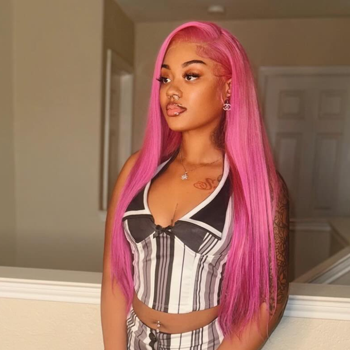 SZC Vibrant Magenta Purple Pink 13x4 Lace Front Human Hair Wigs