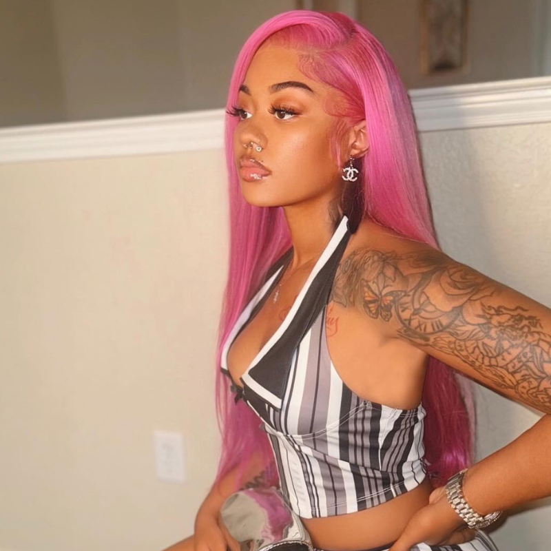 SZC Vibrant Magenta Purple Pink 13x4 Lace Front Human Hair Wigs