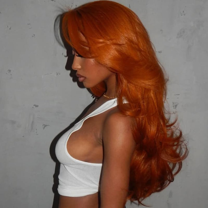 SZC Vibrant Pumpkin Copper Orange 13x4 Lace Front Virgin Human Hair Wig