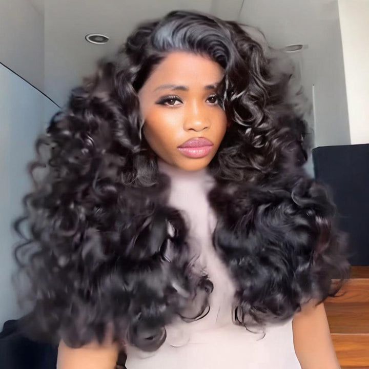 SZC Voluminous Bouncy Loose Curls 13x4 Lace Front Human Hair Wig 250 300 Density
