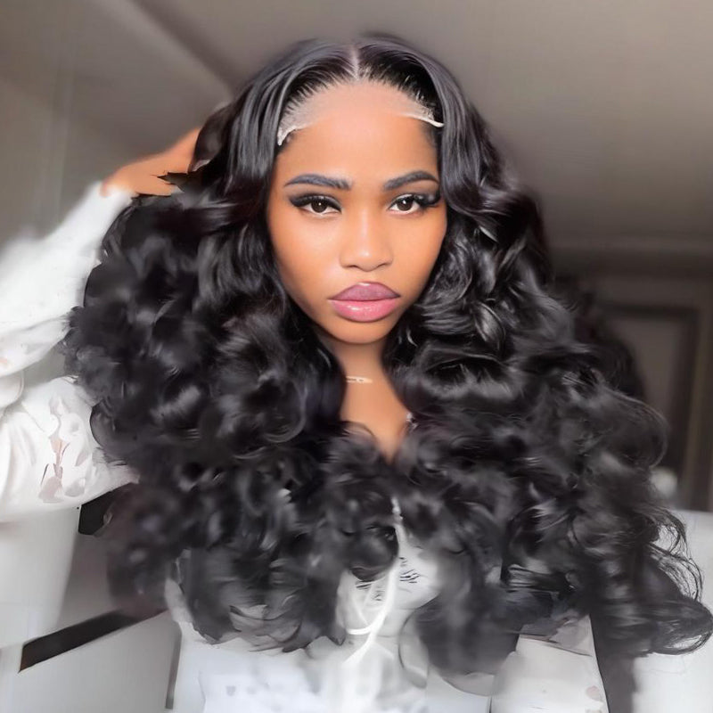 SZC Voluminous Bouncy Loose Curls 13x4 Lace Front Human Hair Wig 250 300 Density