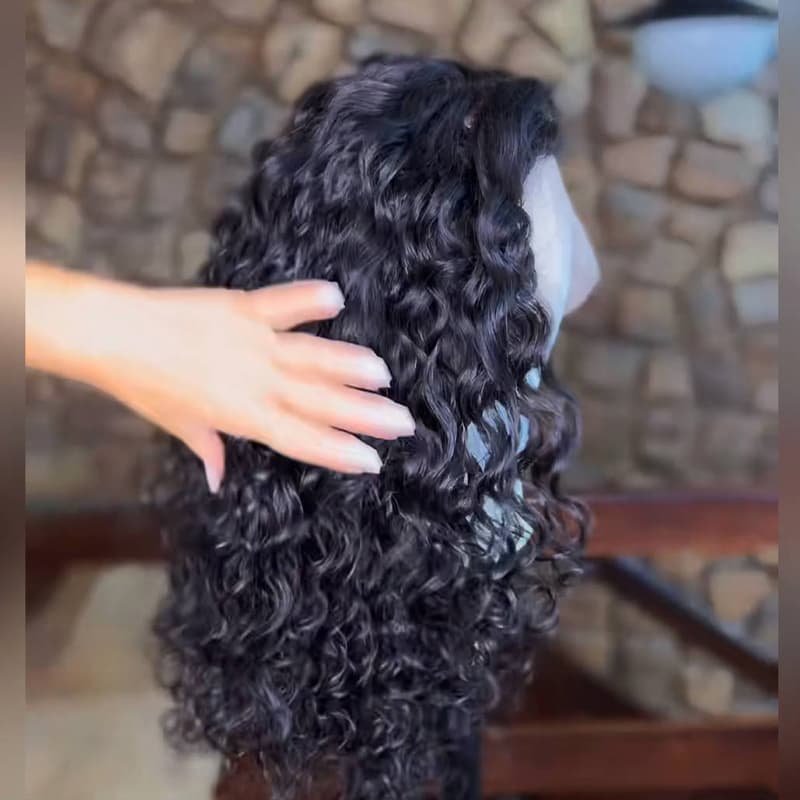 SZC Water Wave Short Bob Elegant 13x4 Lace Frontal Human Hair Wigs