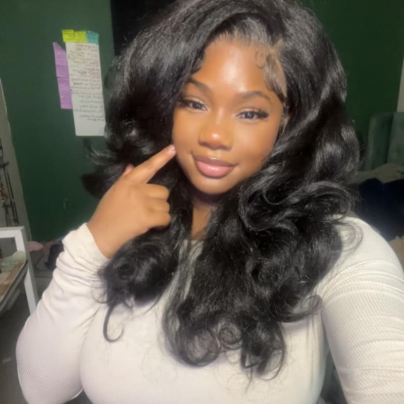 SZC Yaki Natural Loose Wave 13x4 Lace Front Human Hair Wig 300 Density