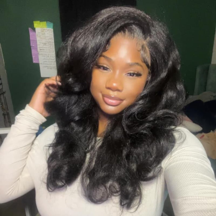 SZC Yaki Natural Loose Wave 13x4 Lace Front Human Hair Wig 300 Density