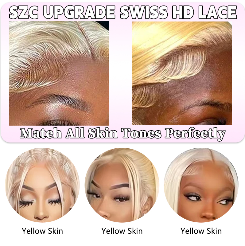SZC Emerald Green Color 13x4 Lace Frontal Virgin Straight Human Hair Wig