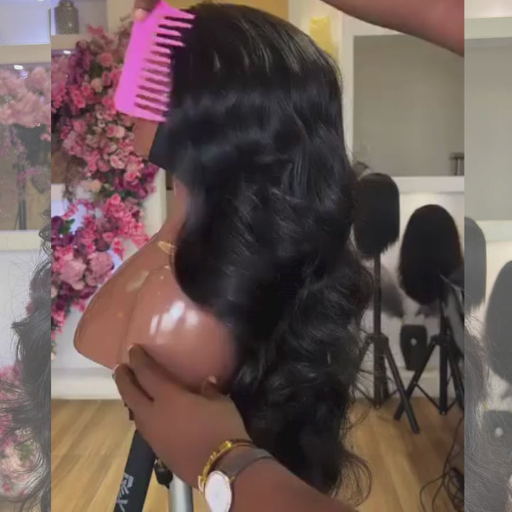 SZC Glam Loose Body Wave Curls 13X4 Lace Front Human Hair Wigs 250 300 Density