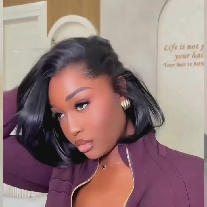 SZC 8 10 12 14 inch Short Bob Side Part 13x4 Lace Front Virgin Human Hair Wigs