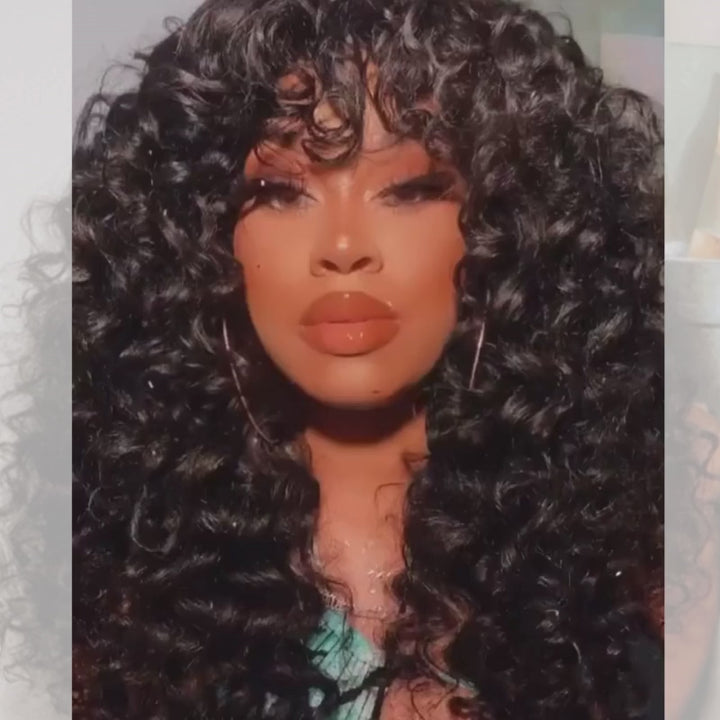 SZC 300 Density Bouncy Loose Curls 13x4 Lace Front Virgin Human Hair Wigs
