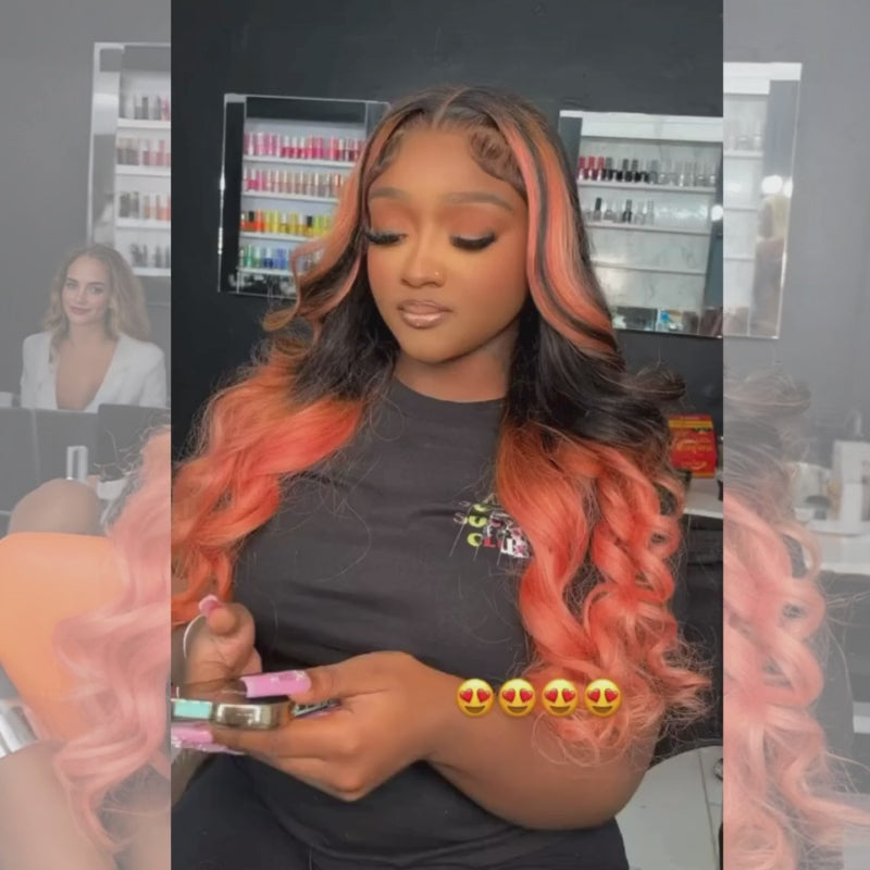 SZC Peachy Pink Orange 13x4 Lace Front Virgin Human Hair Wigs