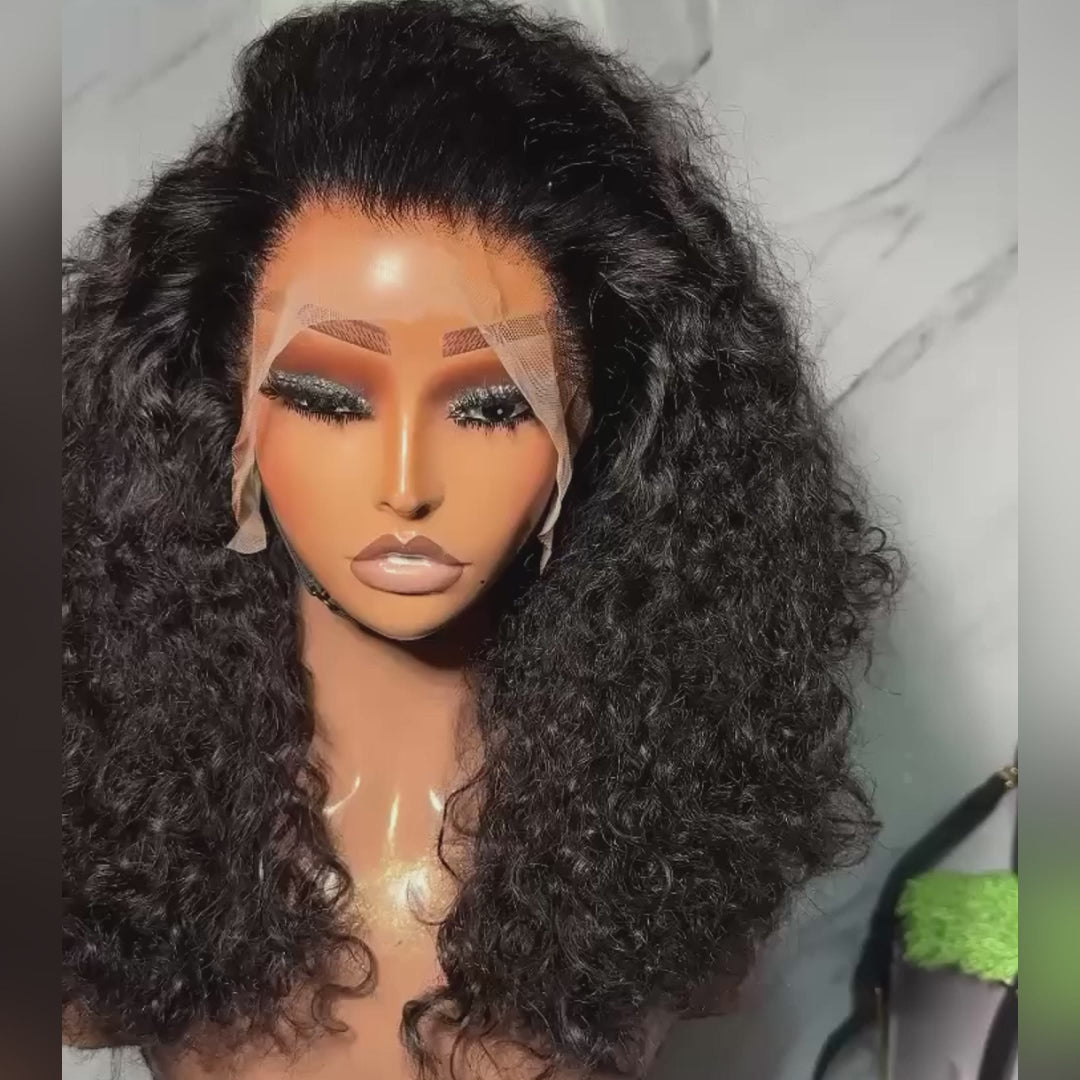 SZC Luxury Kinky Curly Volume Short Bob 13x4 Lace Front Virgin Human Hair Wigs