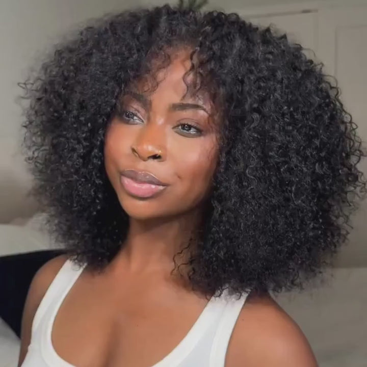 SZC Jerry Kinky Curly Short Bob 13x4 Lace Frontal Human Hair Wigs