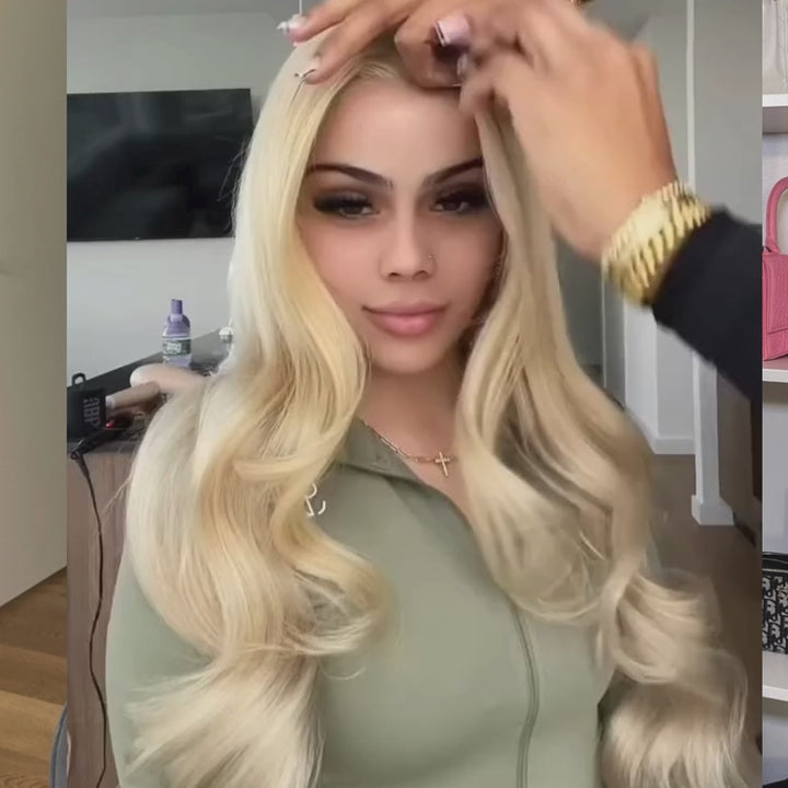 SZC Strawberry Honey Blonde 13x4 Lace Front Human Hair Wig 200 Density