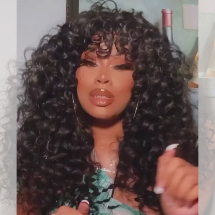 SZC 300 Density Bouncy Loose Curls 13x4 Lace Front Virgin Human Hair Wigs