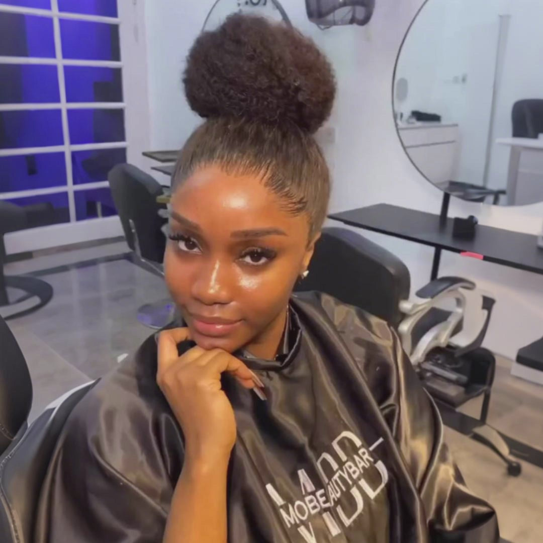 SZC Full Lace Updo Ponytails Buns Friendly Kinky Curly Human Hair Wigs