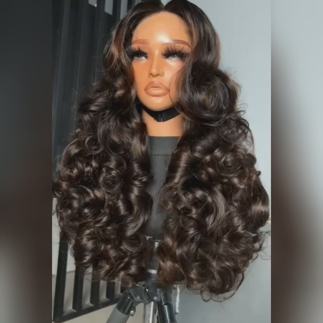 SZC 250 300 Density Bouncy Loose Curls 13x4 Lace Front Virgin Human Hair Wigs