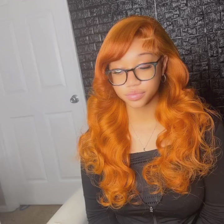 SZC Ginger Orange 13x4 Lace Front Virgin Human Hair Wigs 200 Density