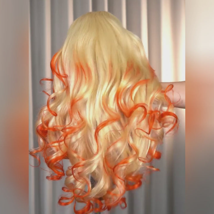 SZC Ombre 613 Blonde Ginger Orange 13x4 Lace Front Virgin Human Hair Wigs
