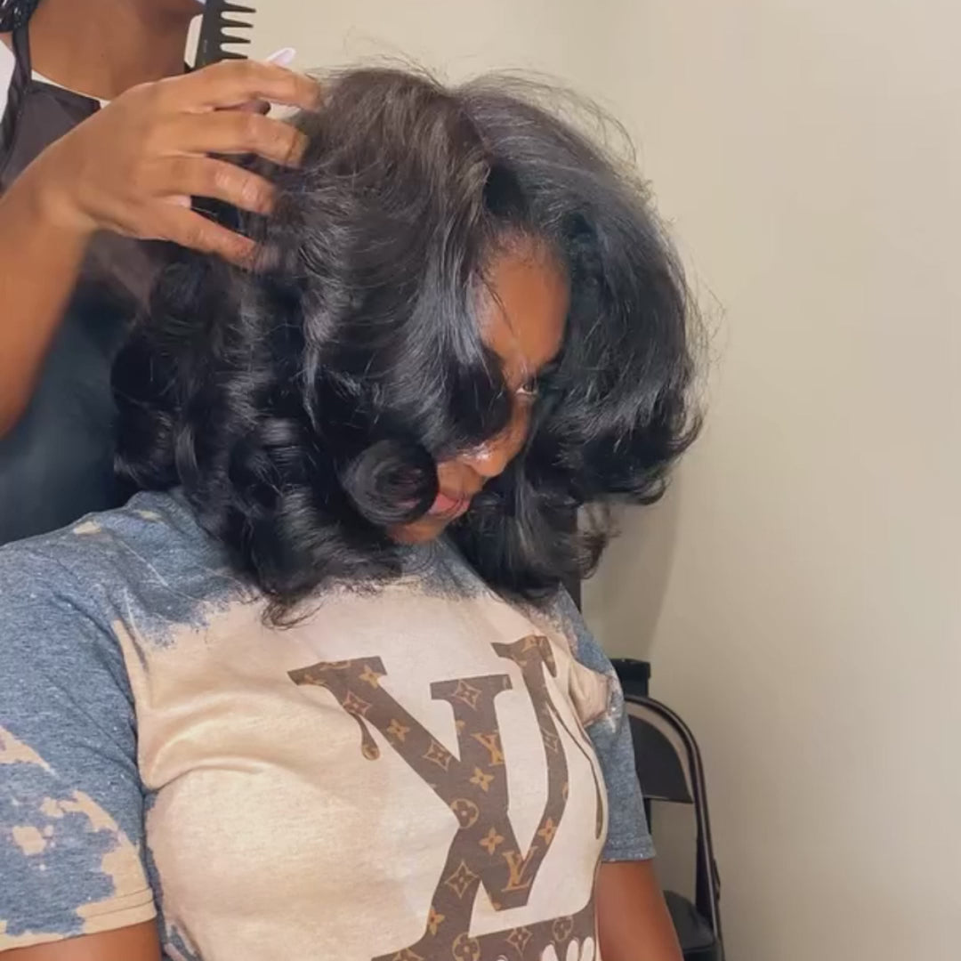 SZC Short Bob Loose Body Wavy 13x4 Lace Front Virgin Human Hair Wigs