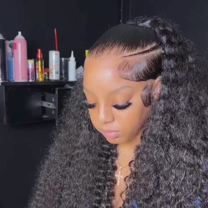 SZC 250 300 Density 13x4 Lace Front Kinky Curly Virgin Human Hair Wigs