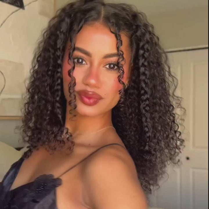 SZC 360 Full Lace Front Ventilated Crimped Spanish Loose Curls Human Hair Wigs