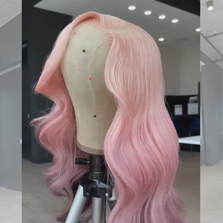 SZC Ombre Light Pink Gray Colored HD Lace Front Virgin Human Hair Wig