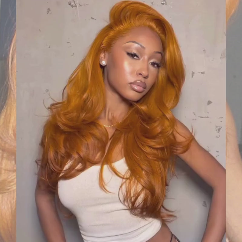 SZC Vibrant Pumpkin Copper Orange 13x4 Lace Front Virgin Human Hair Wig