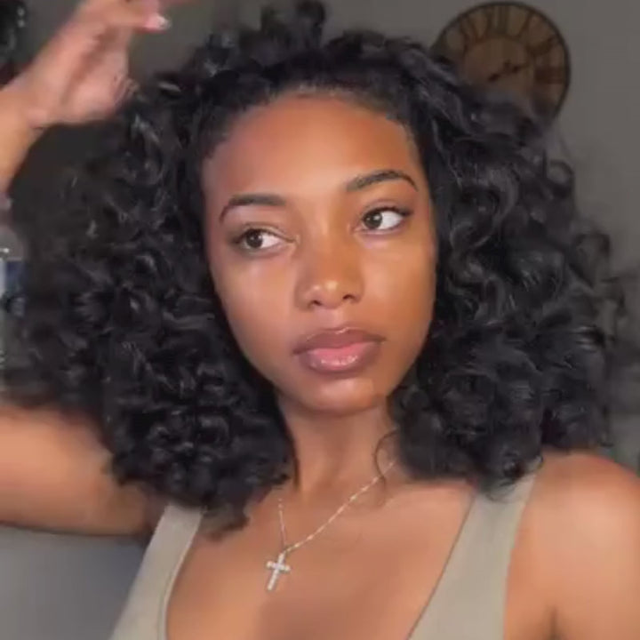 SZC Springy Corkscrew Defined Curls Short Bob 13x4 Lace Frontal Human Hair Wigs