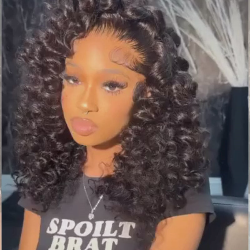 SZC Voluminous Tight Curly 13x4 Lace Front Human Hair Wig 250 300 Density