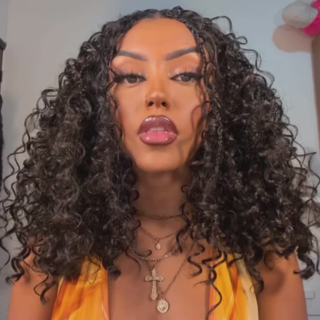 SZC Elegant Bouncy Deep Wave Curly Bob 13x4 Lace Front Virgin Human Hair Wigs