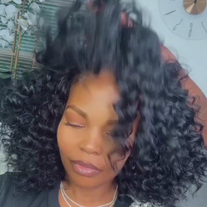 SZC Short Bob Bouncy Curls 13x4 Lace Front Virgin Human Hair Wigs