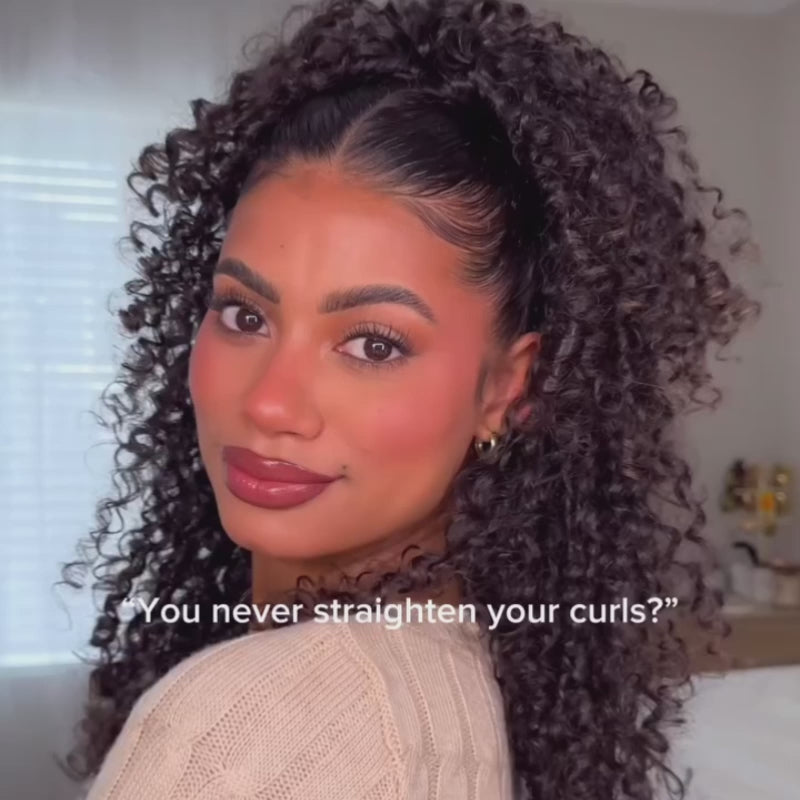SZC 360 Full Lace Front Ventilated Crimped Spanish Loose Curls Human Hair Wigs