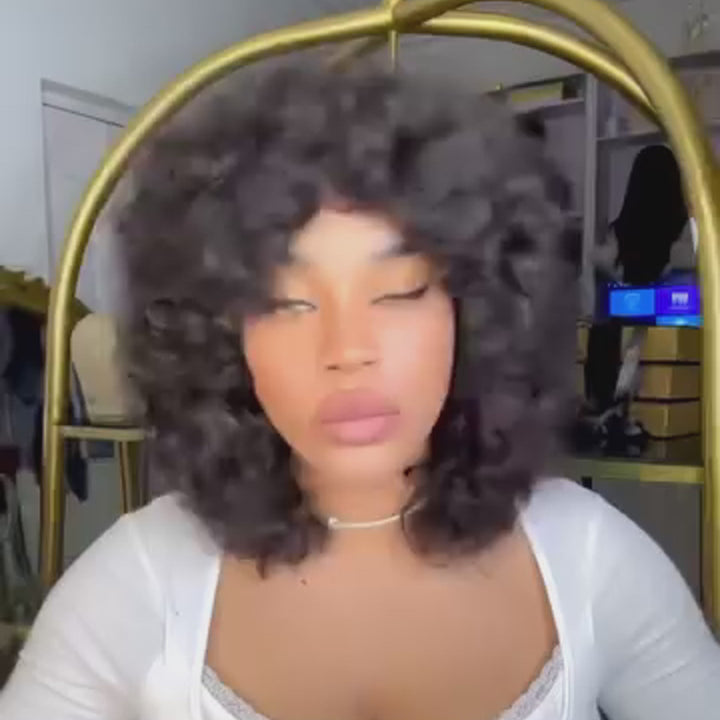 SZC Voluminous Chic Natural Curly Full-bodied Look Bob Human Hair Wig