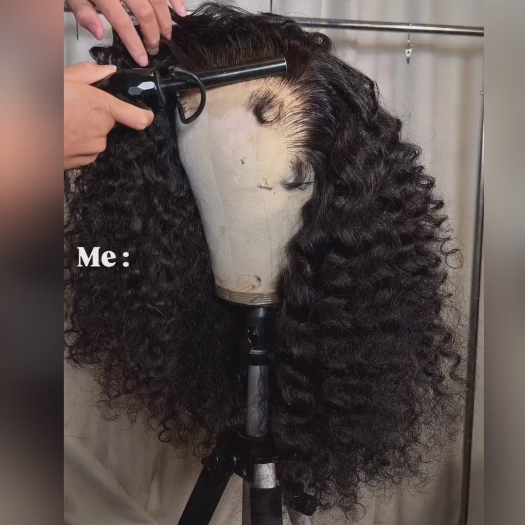 SZC Natural Bouncy Tight Loose Deep Curls Short Bob 13x4 Lace Front Human Hair Wigs