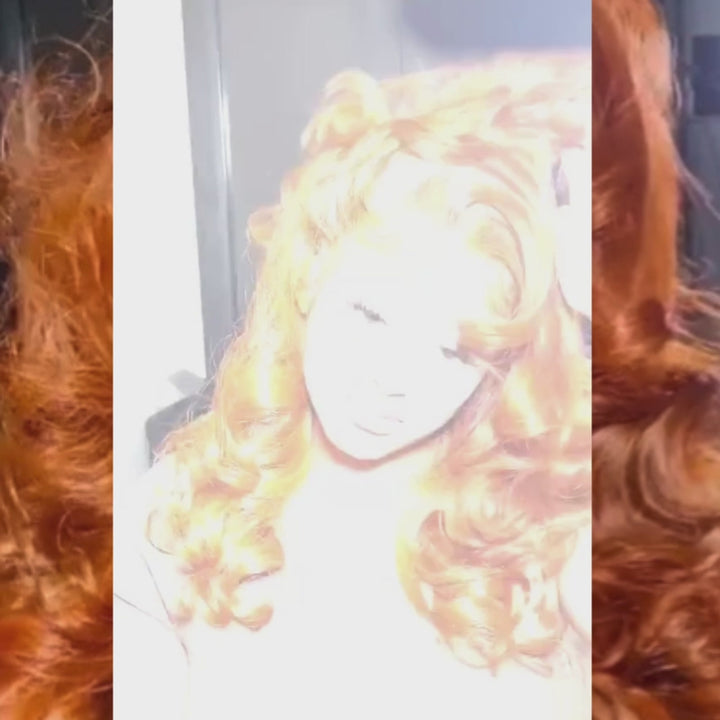 SZC Ginger Orange Loose Wave Curls 300 Density 13x4 Lace Front Human Hair Wigs