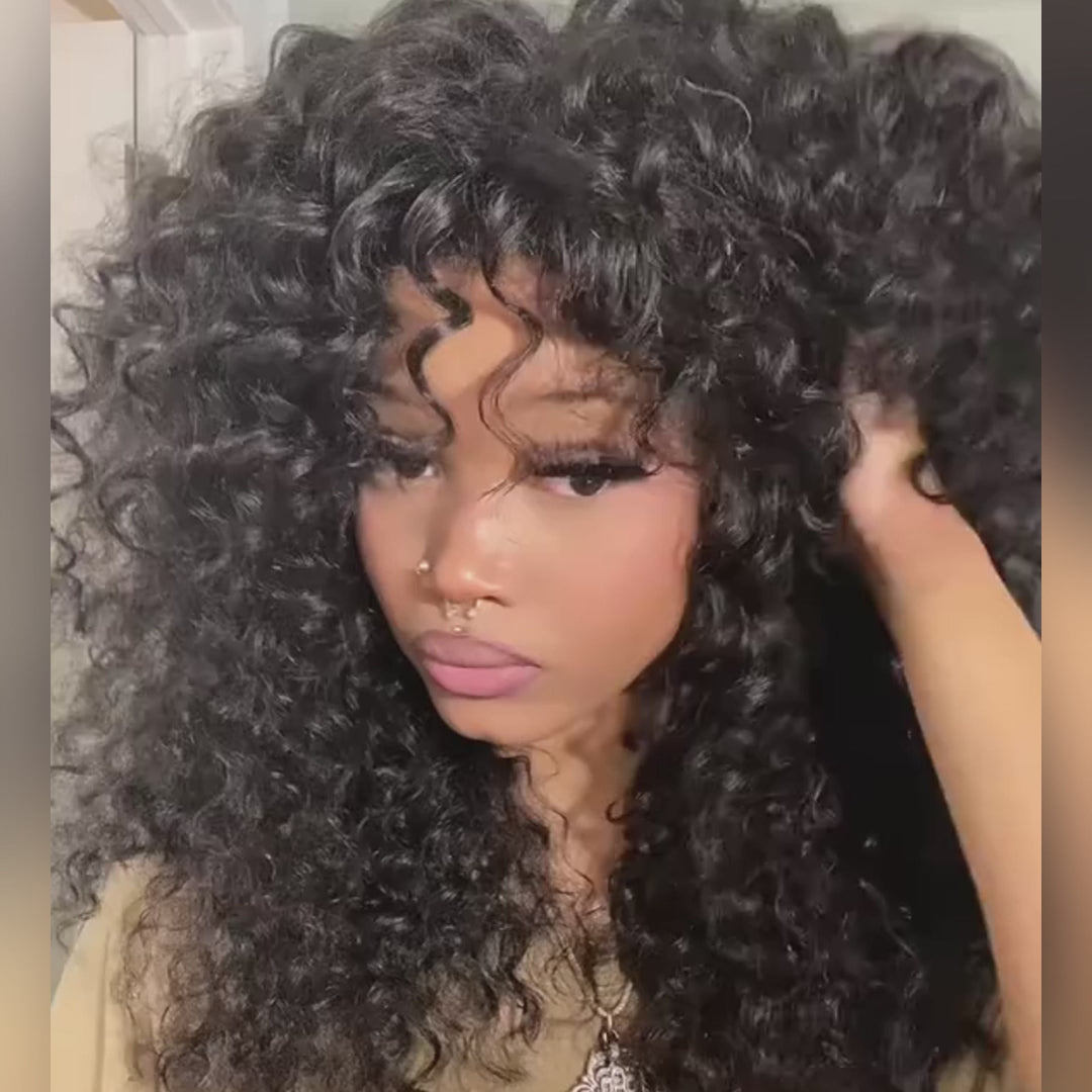 SZC 250 300 Density Fluffy Spiral Deep Curls 13x4 Lace Front Virgin Human Hair Wig