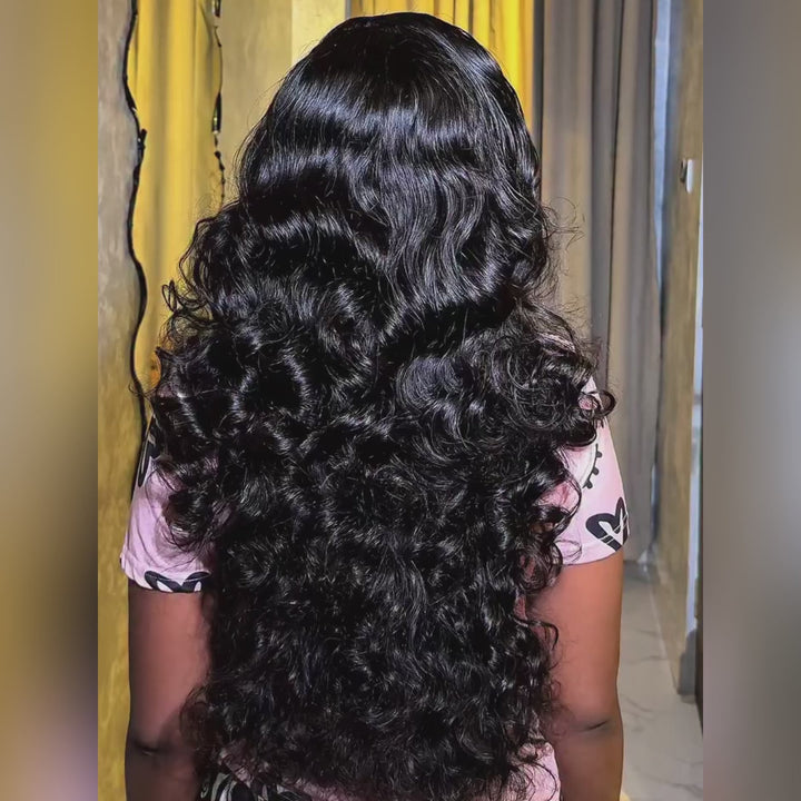 SZC 250 300 Density Bouncy Loose Wave 13x4 HD Lace Front  Human Hair Wigs