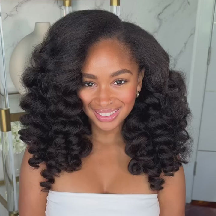 SZC Bouncy Yaki Kinky Straight Loose Wave 13x4 Lace Front Human Hair Wigs
