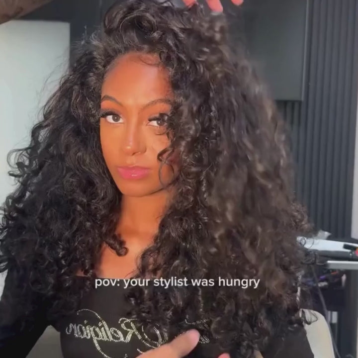 SZC Crimped Loose Curl 13x4 Lace Front Body Wave Human Hair Wigs