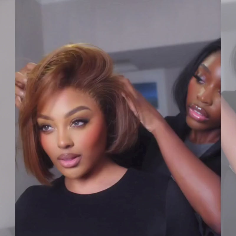 SZC Elegant Bob Brown Short 13x4 Lace Front Virgin Human Hair Wigs