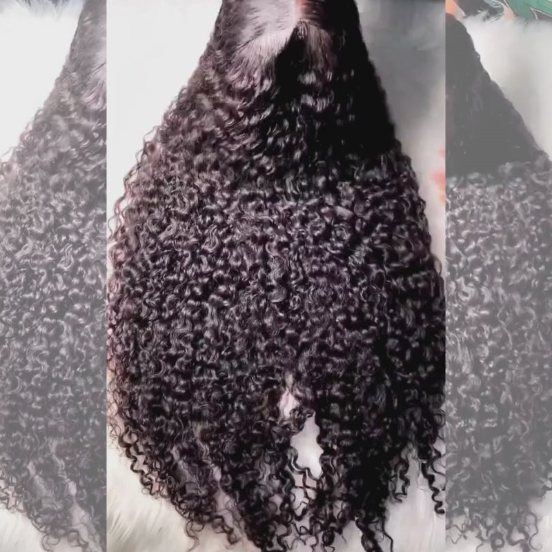 SZC 250 300 Density Voluminous Tight Kinky Curly 13x4 Lace Front Virgin Human Hair Wigs