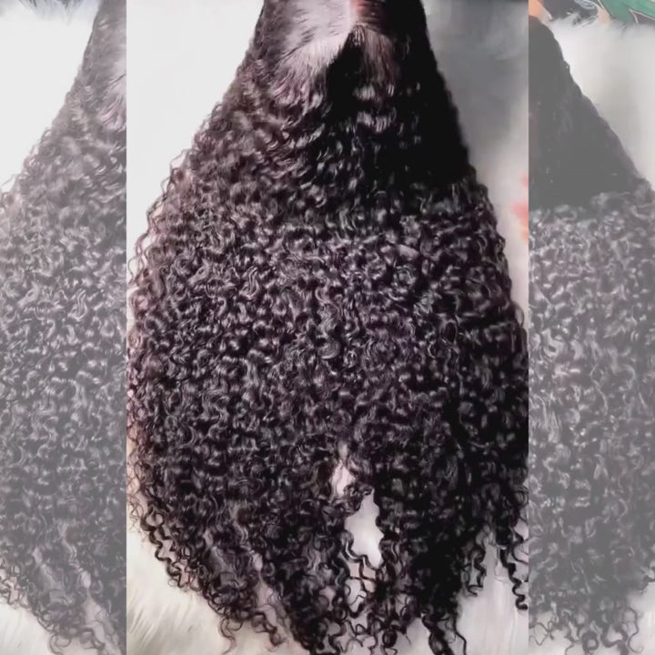 SZC 250 300 Density Voluminous Tight Kinky Curly 13x4 Lace Front Virgin Human Hair Wigs