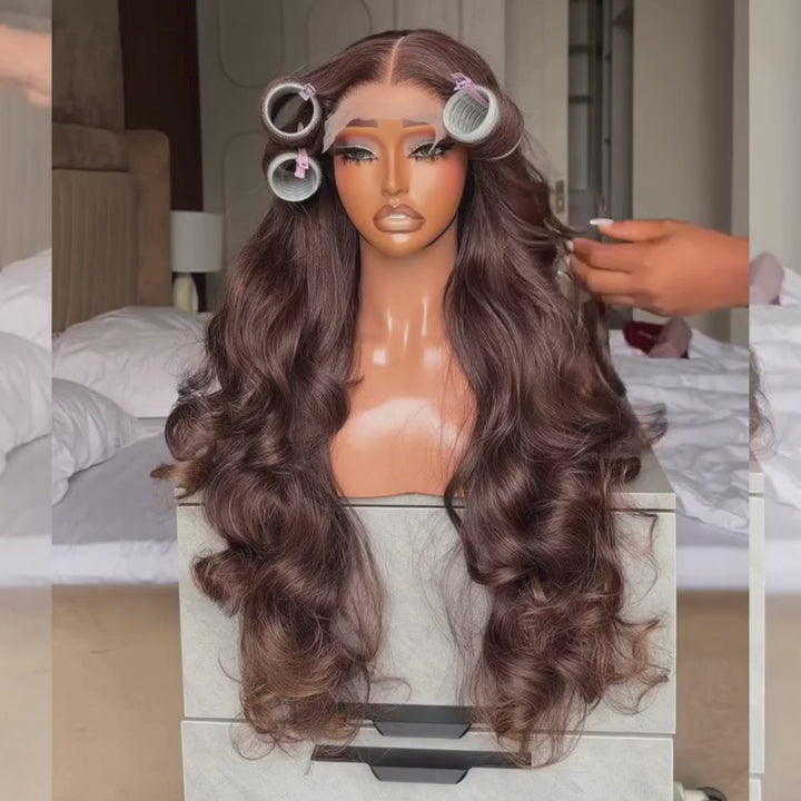 SZC 300 Density Chestnut Chocolate Brown 13x4 Lace Front Virgin Human Hair Wig