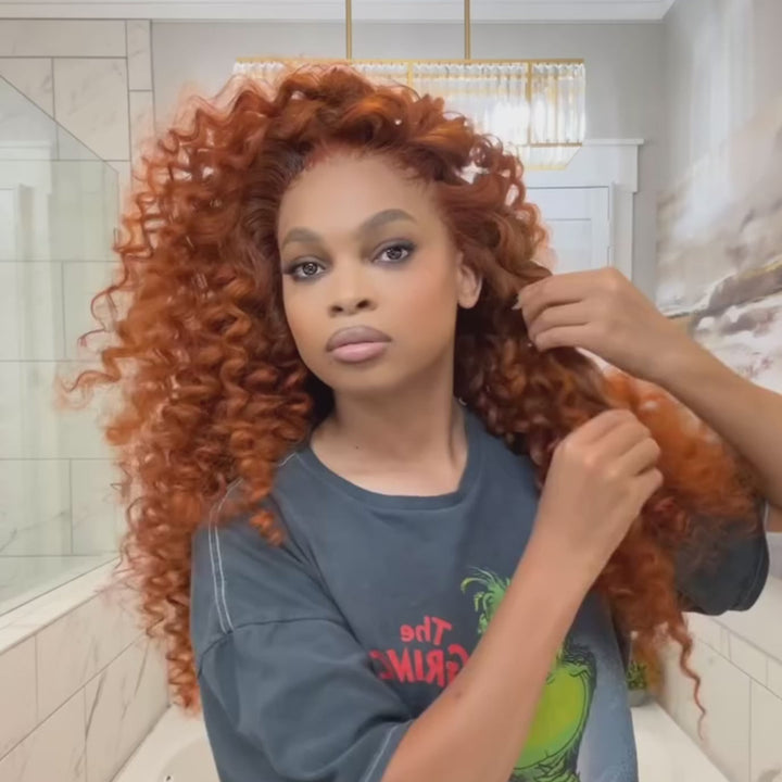SZC Ginger Bouncy Loose Curls 13x4 Lace Front Human Hair Wigs
