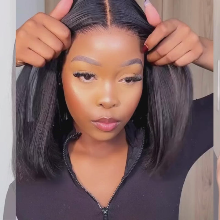 SZC Short Wear Go Glueless Adjustable bob Virgin Human Hair Wigs