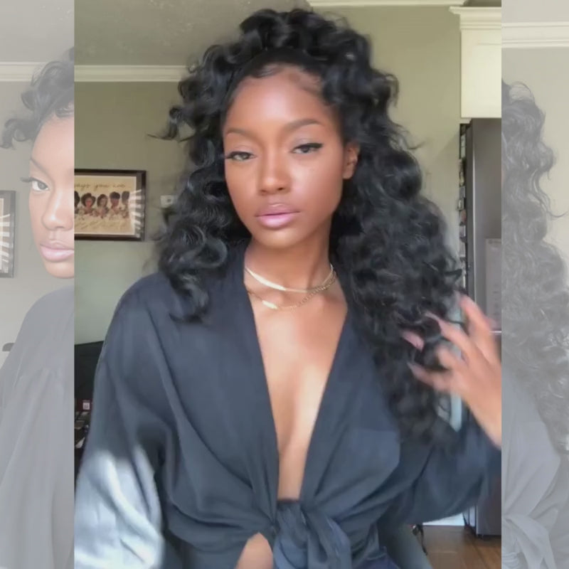 SZC Voluminous Glam Loose Deep Wave 13x4 Lace Front Human Hair Wig 250 300 Density