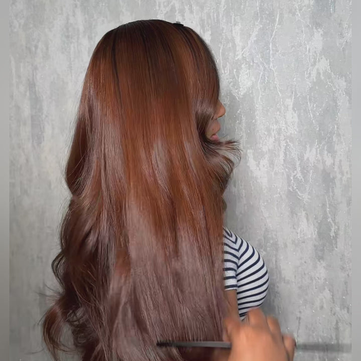 SZC 250 300 Density Reddish Brown 13x4 HD Lace Front  Virgin Human Hair Wigs