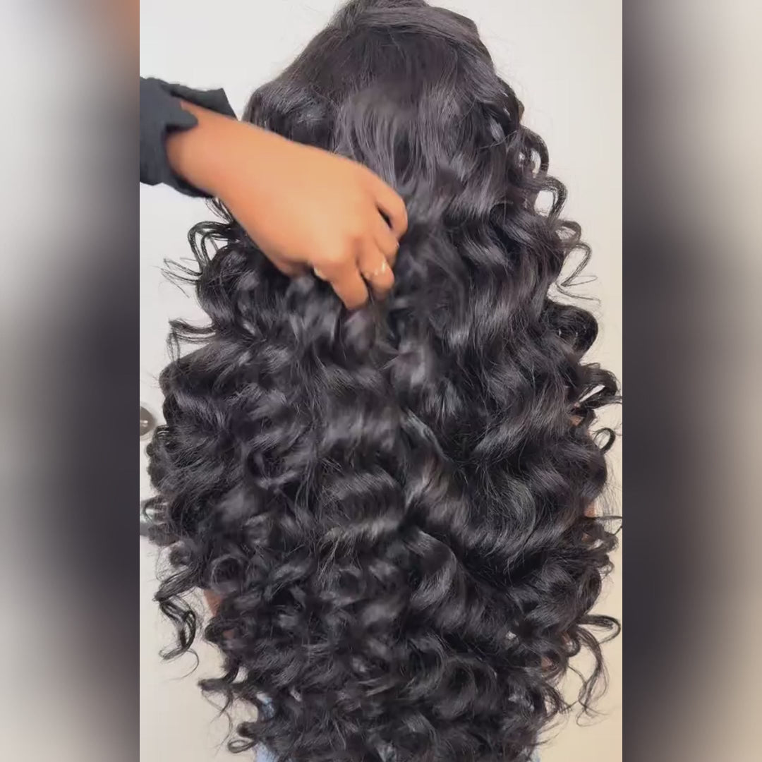 SZC Loose Wave Curls 250 300 Density 13x4 Transparent Lace Front  Human Hair Wigs