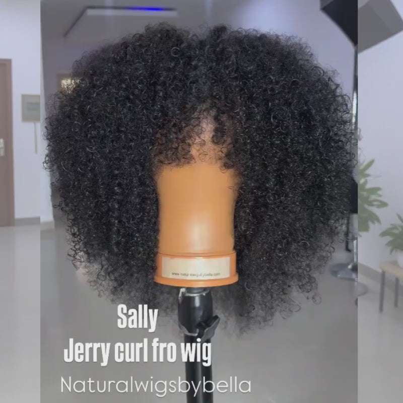 SZC Short Fluffy Afro Kinky Curly With Bangs 14 16inch Bob Wig 13x4 Lace Front Human Hair Wigs