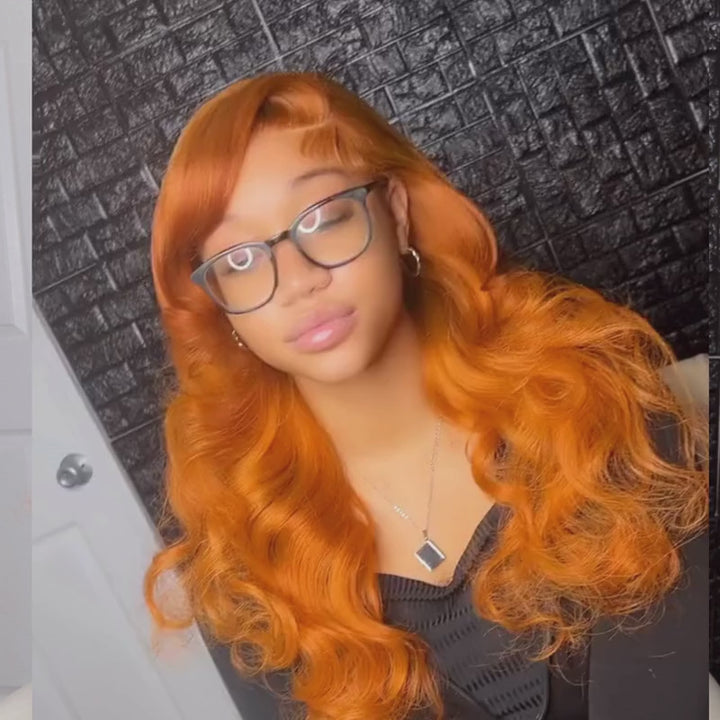 SZC Ginger Orange 13x4 Lace Front Virgin Human Hair Wigs 200 Density